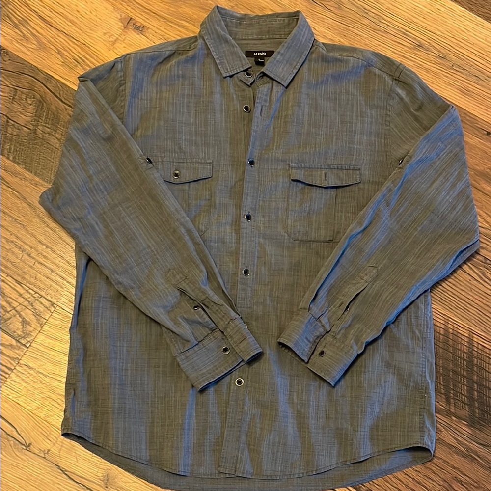 Men's Alfani Gray Button-Up Shirt